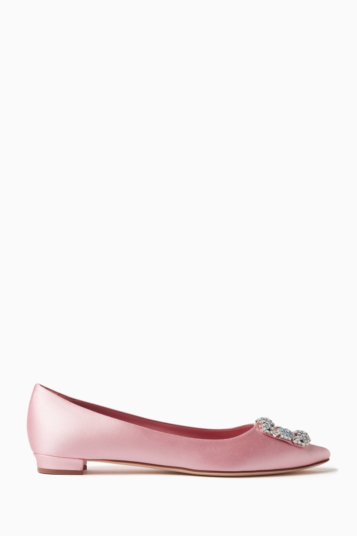 

Hangisi Jewel Ballet Flats in Satin, Pink