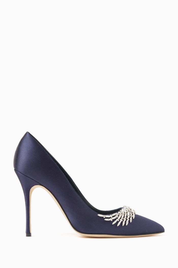 

Pluma 105 Crystal Pumps in Satin, Blue