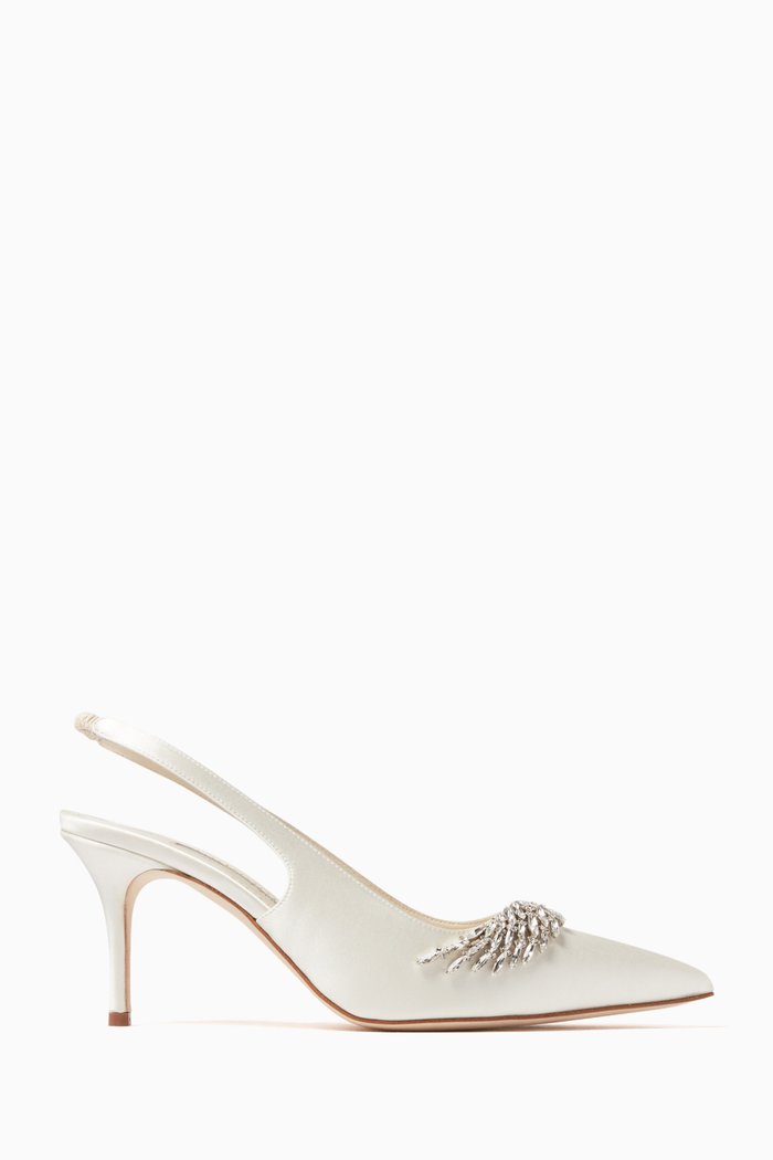 

Terala 70 Crystal Slingback Pumps in Satin, Neutral