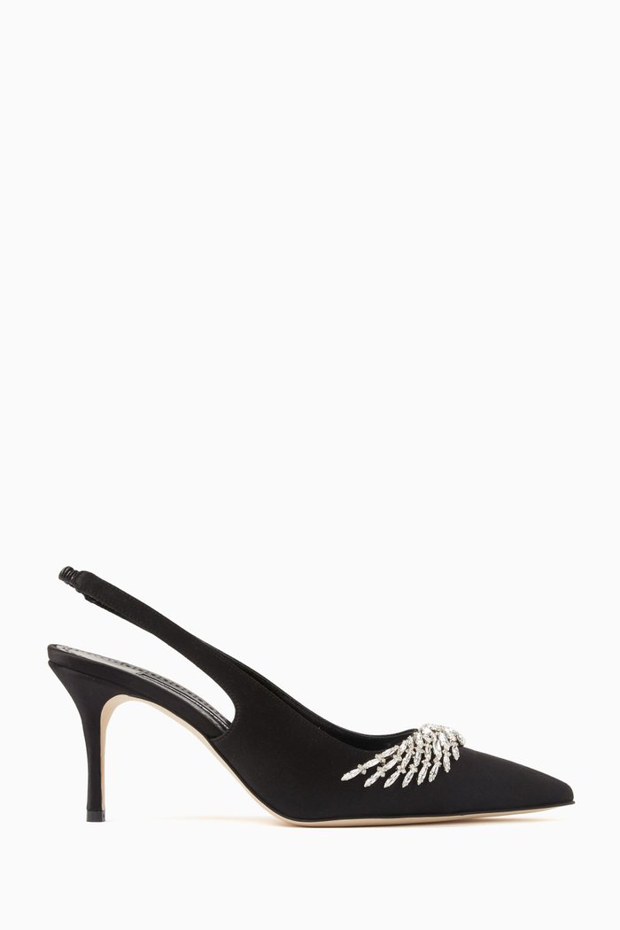 

Terala 70 Crystal Slingback Pumps in Satin, Black