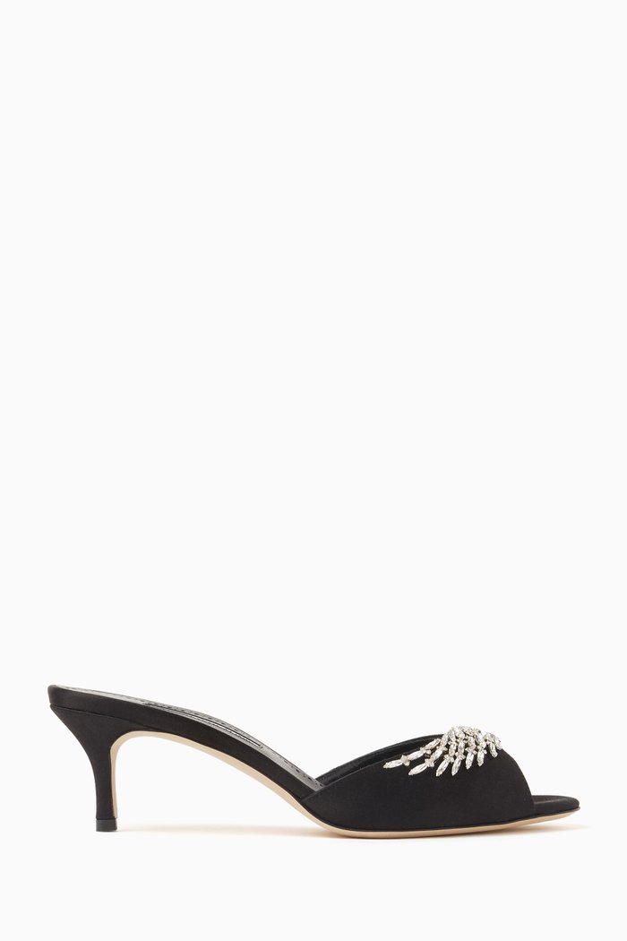 

Lumada 50 Crystal Mule Sandals in Satin, Black