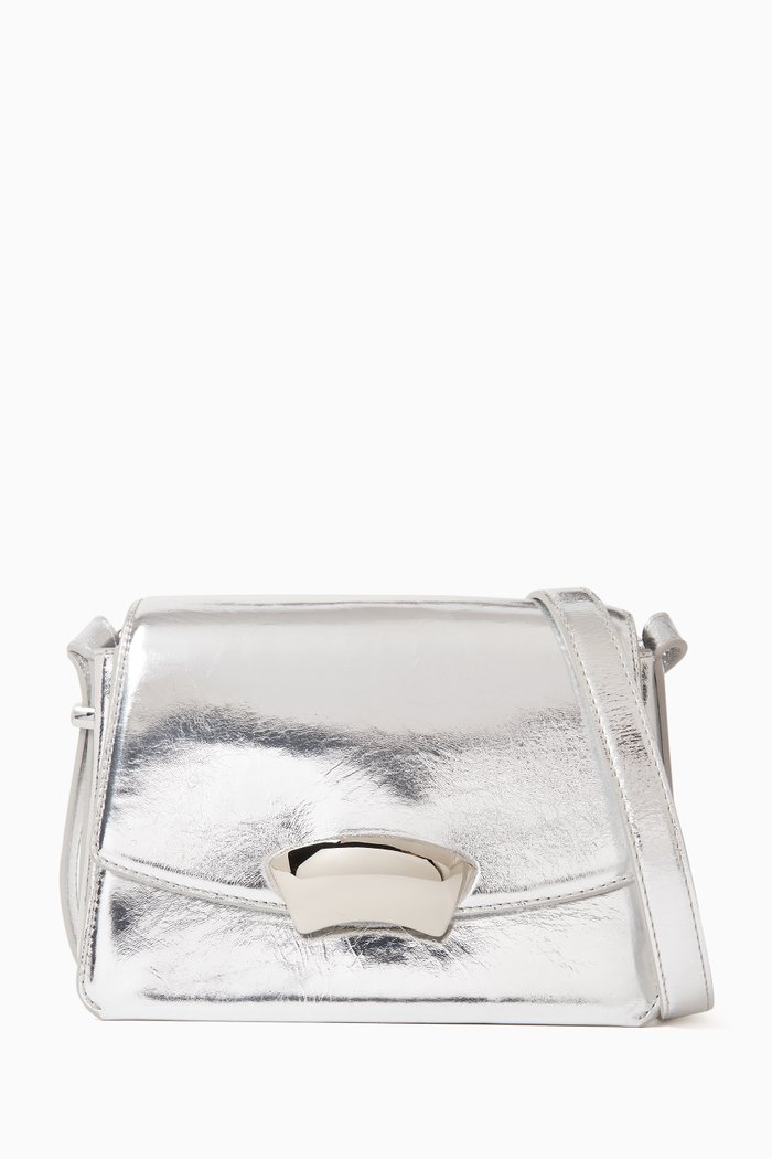 

ID Shoulder Bag in Smooth Leather, Silver