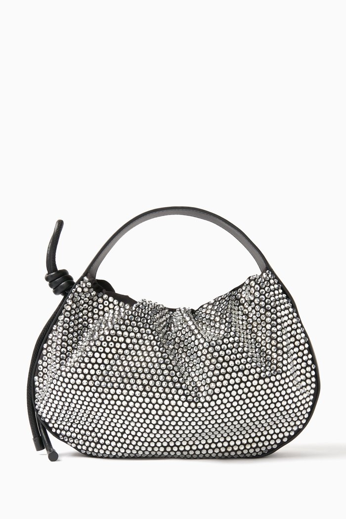

Mini Origami Crystal-embellished Bag in Leather, Black
