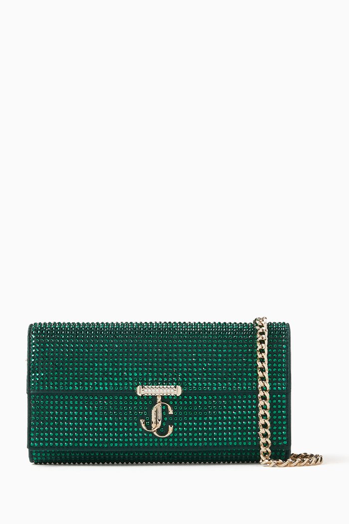 

Avenue Chain Wallet in Crystal & Satin, Green