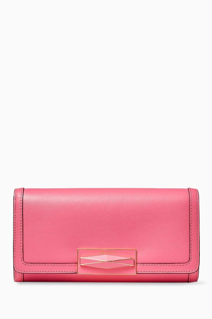 Mini Diamond Shoulder Bag in Calf Leather, Pink