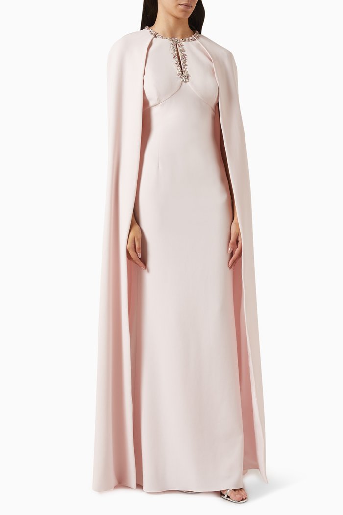 

Jewelled-trim Cape Gown, Pink