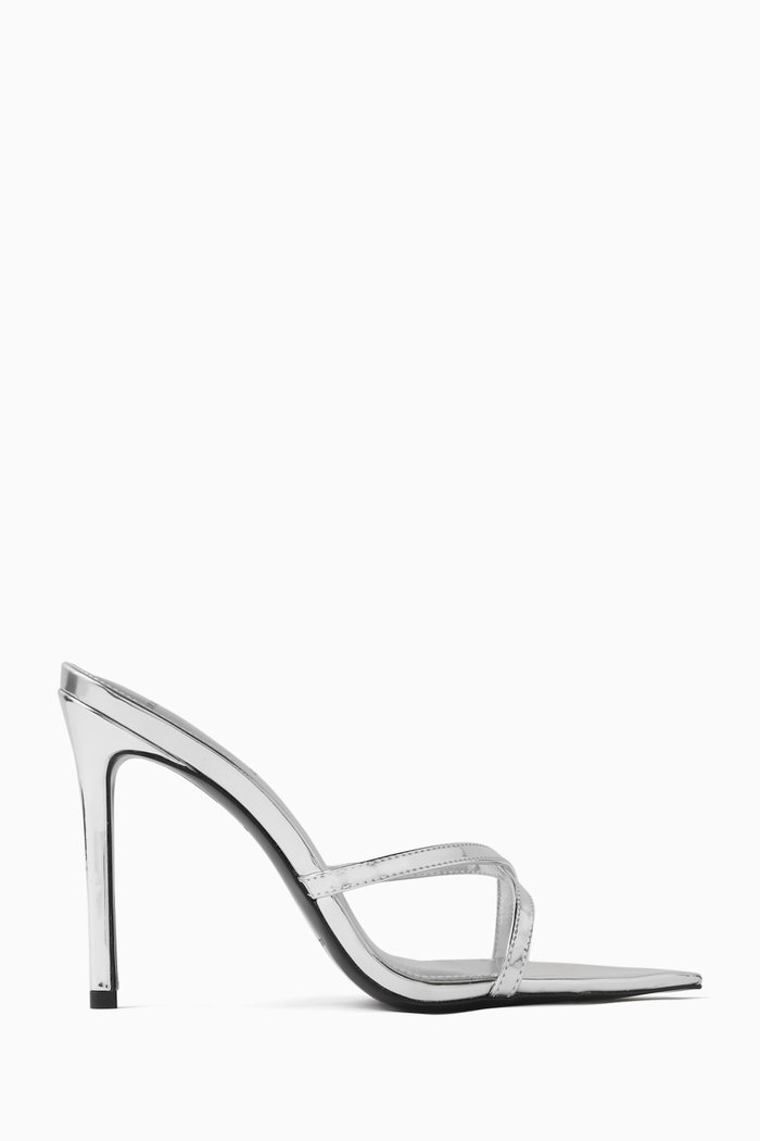 

Arianna 100 Mule Sandals in Metallic Leather, Silver