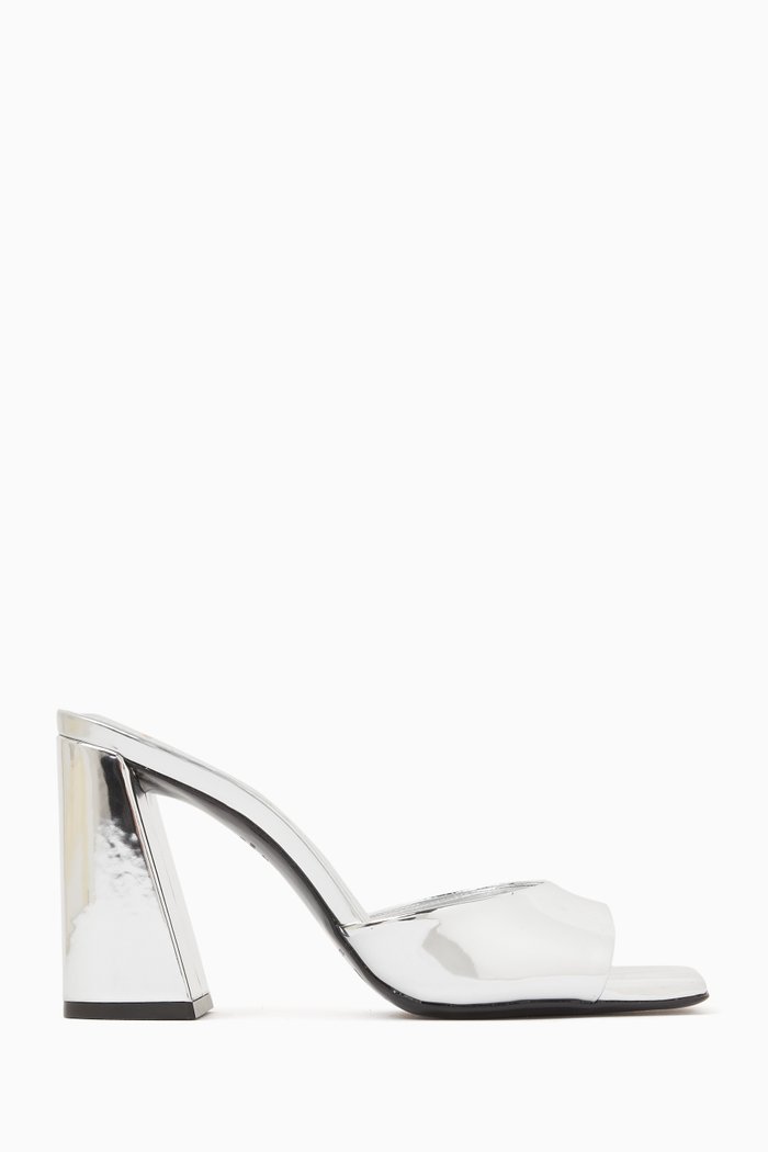 

Daisy 90 Crystal Mule Sandals in Satin, Silver