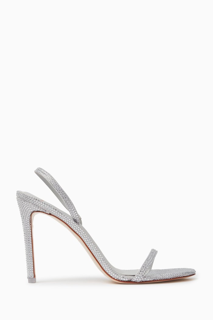

Luciana 100 Crystal Sandals in Satin, Silver
