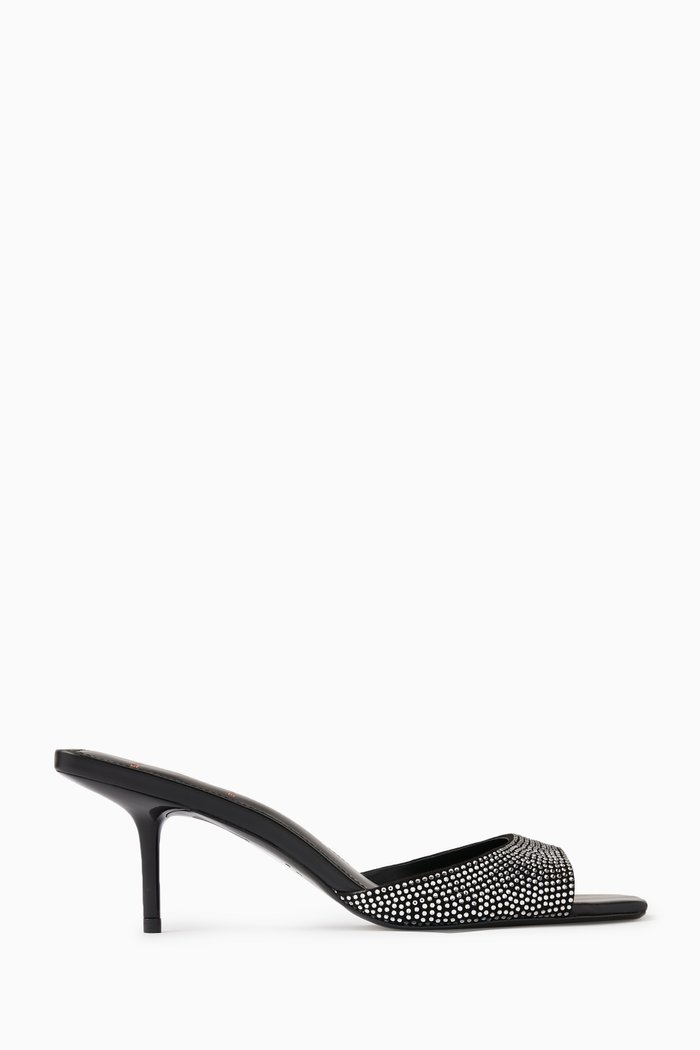

Onyx 65 Crystal Mule Sandals in Leather, Black