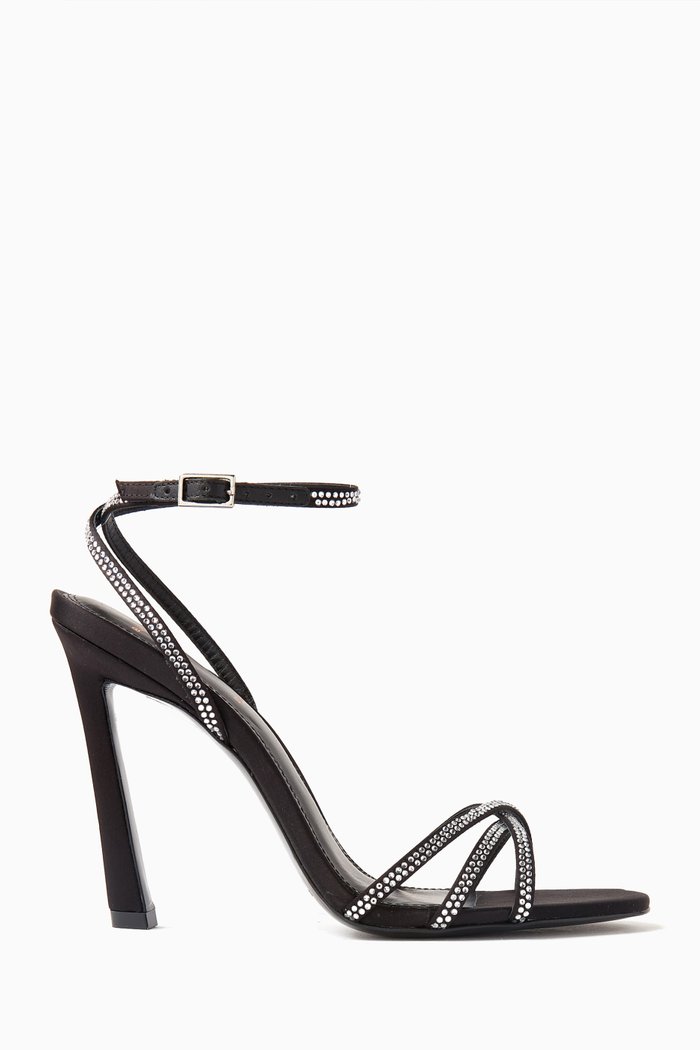 

Serafina 100 Crystal Sandals in Satin, Black