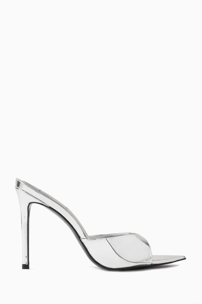 

Brea 100 Mule Sandals in Patent Leather, Silver