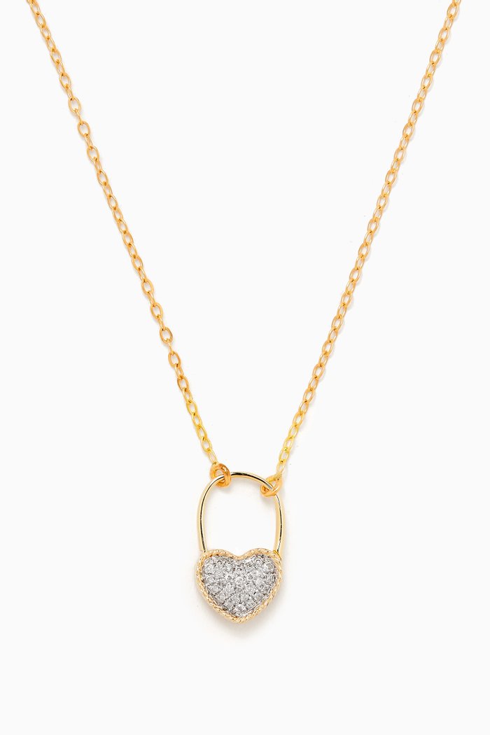 

Padlock Heart Diamond Pendant Necklace in 9kt Gold, Yellow