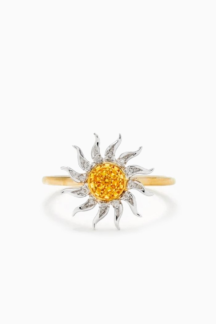 

Mini Sun Diamond & Citrine Ring in 18kt Yellow Gold