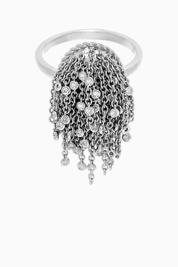 

Pompom Diamond Ring in 18kt White Gold, Silver