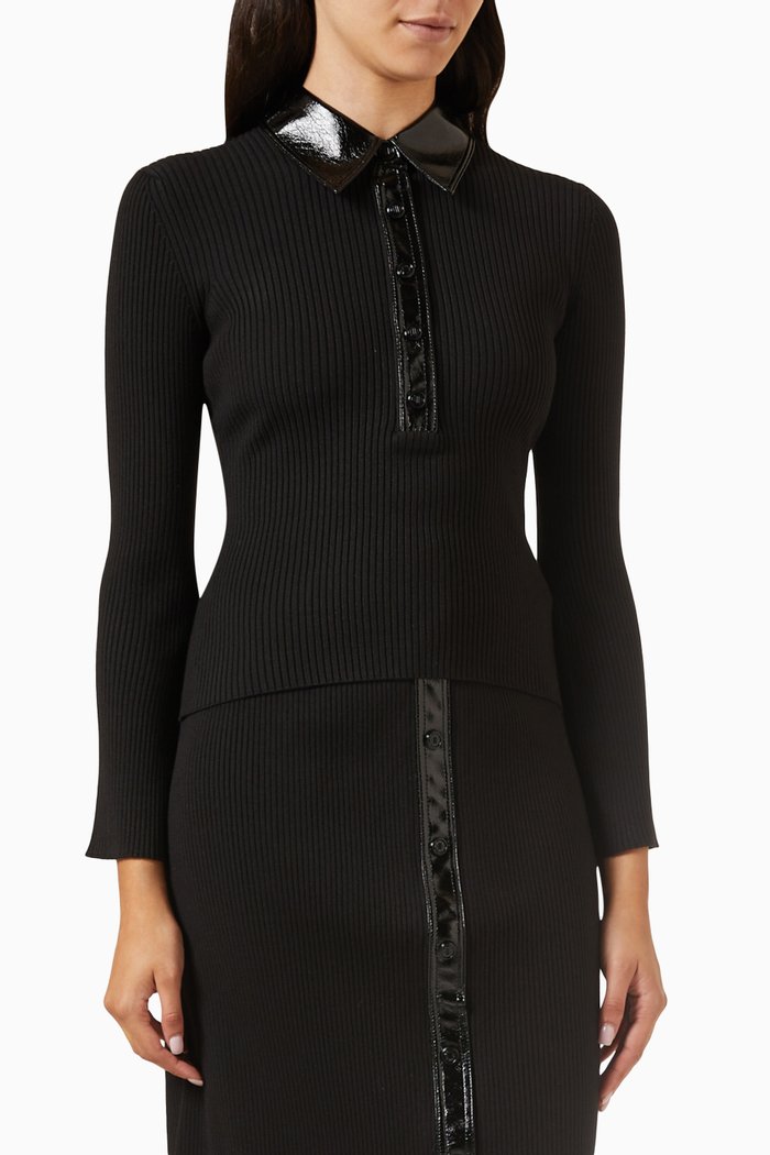 

Polo Top in Knit, Black