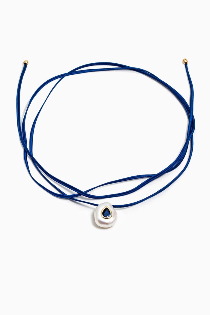 

Evil Eye Pearl Necklace in 14kt Yellow Gold