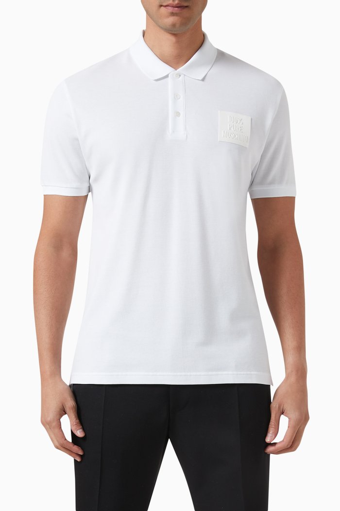 

Logo Polo Shirt in Piqué Cotton, White