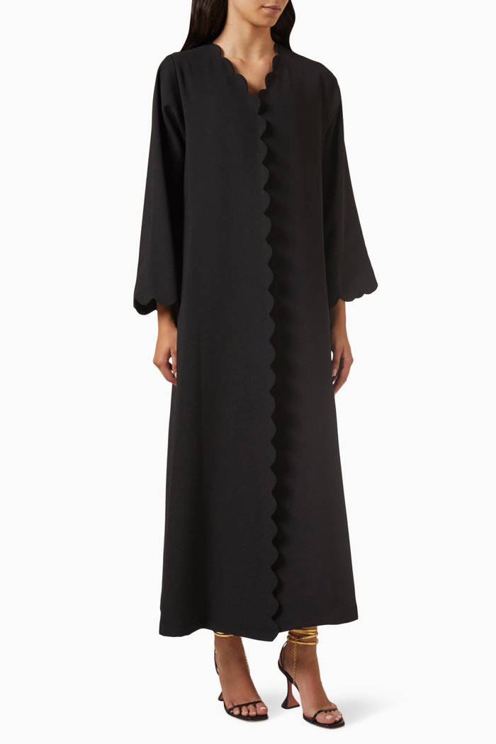 

V-neck Abaya in Polycrepe, Black