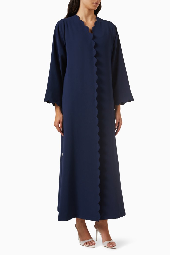 

V-neck Abaya in Polycrepe, Blue