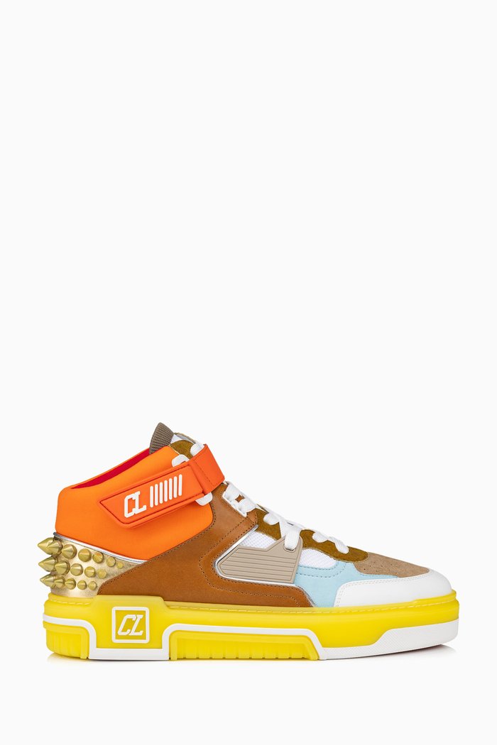 Astroloubi Mid-top Sneakers in Leather & Suede, Multicolour