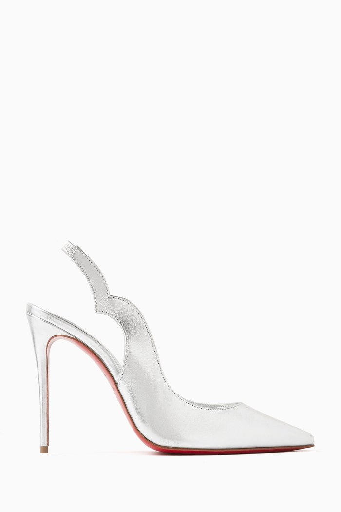 

Hot Chick 100 Slingback Pumps in Laminated Leather, Silver