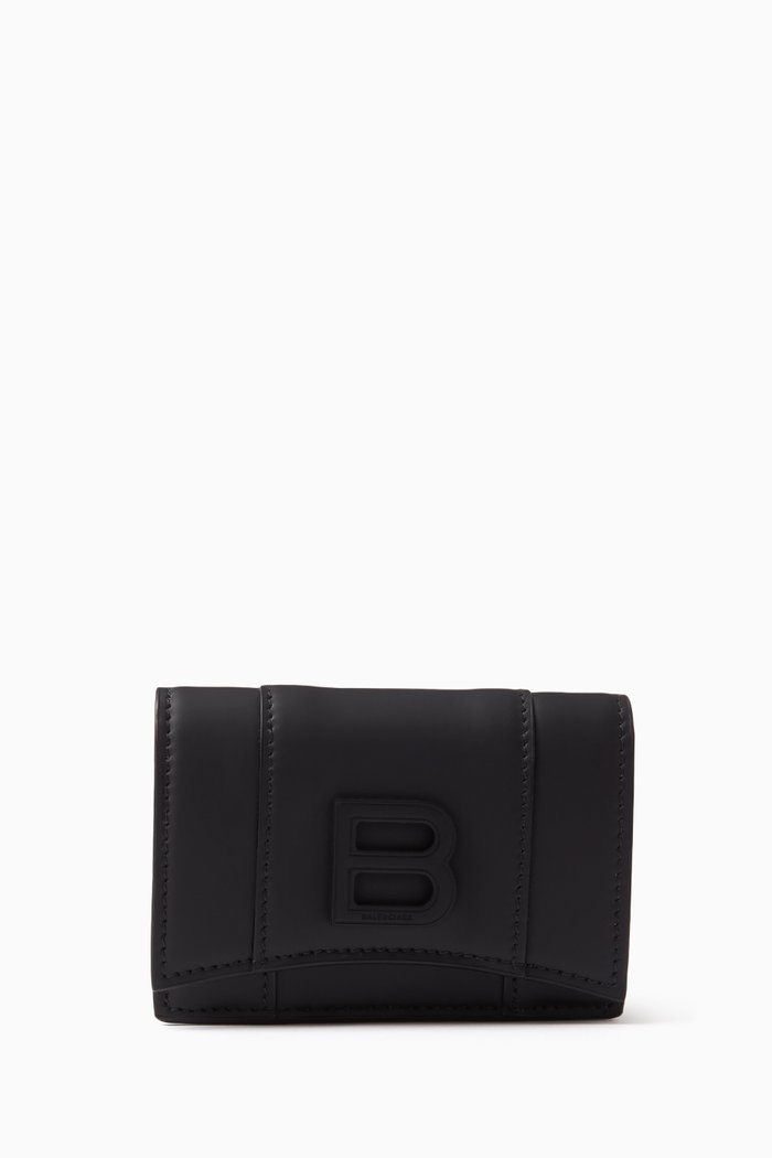 

Mini Hourglass Wallet in Calfskin, Black