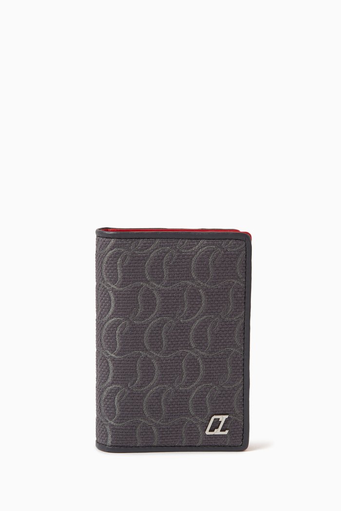 

Sifnos Card Holder in Monogram Jacquard Fabric, Grey