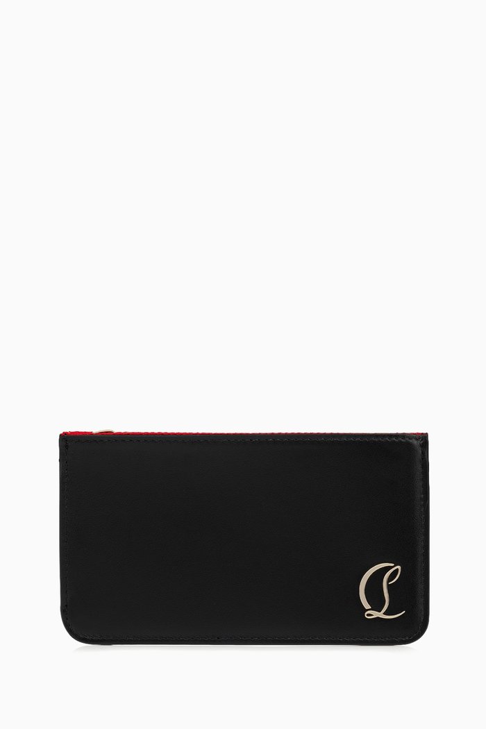 

Loubi 54 Zipped Card Holder in Patent Leather, Black