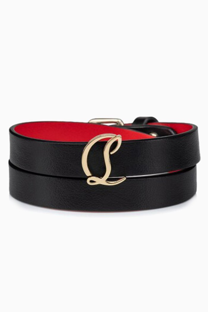 

CL Logo Double Bracelet in Calfskin, Black