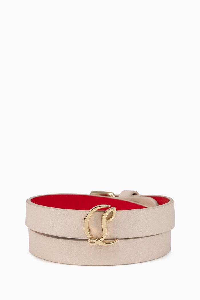 

CL Logo Double Bracelet in Calfskin, Neutral