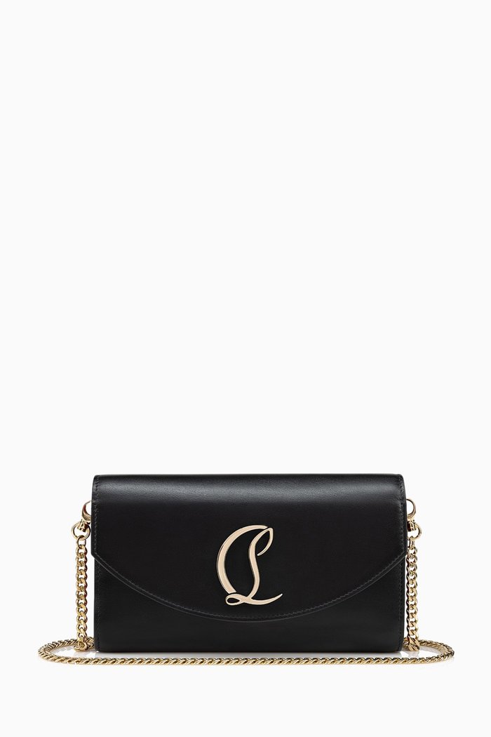 Loubi54 Wallet on Chain in Calf Leather, Black