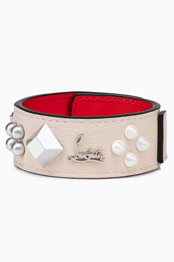 

Paloma Studded Bracelet in Calfskin, Neutral