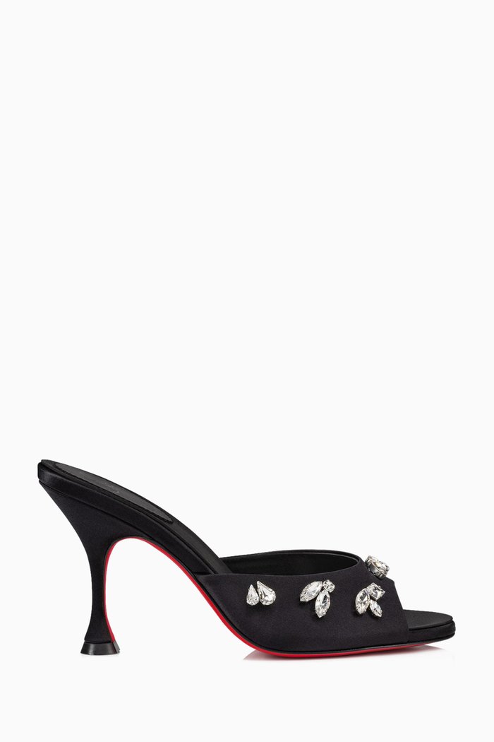 

Degraqueen 85 Mule Sandals in Crepe Satin, Black