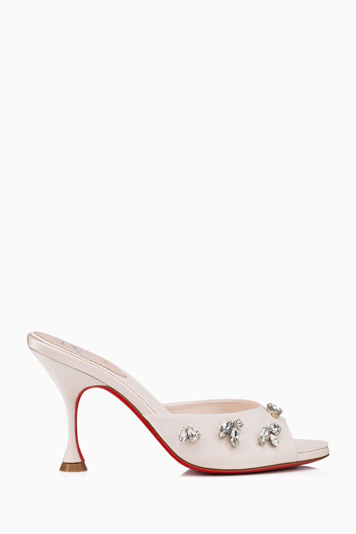 

Degraqueen 85 Mule Sandals in Crepe Satin, Neutral
