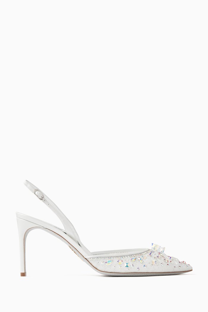 

Embellished Pumps in Lace, White