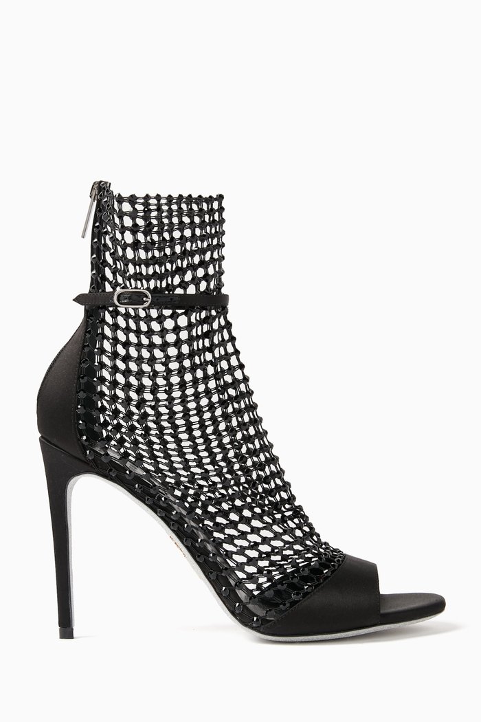 

Galaxia Jewelled Sandals in Suede & Satin, Black