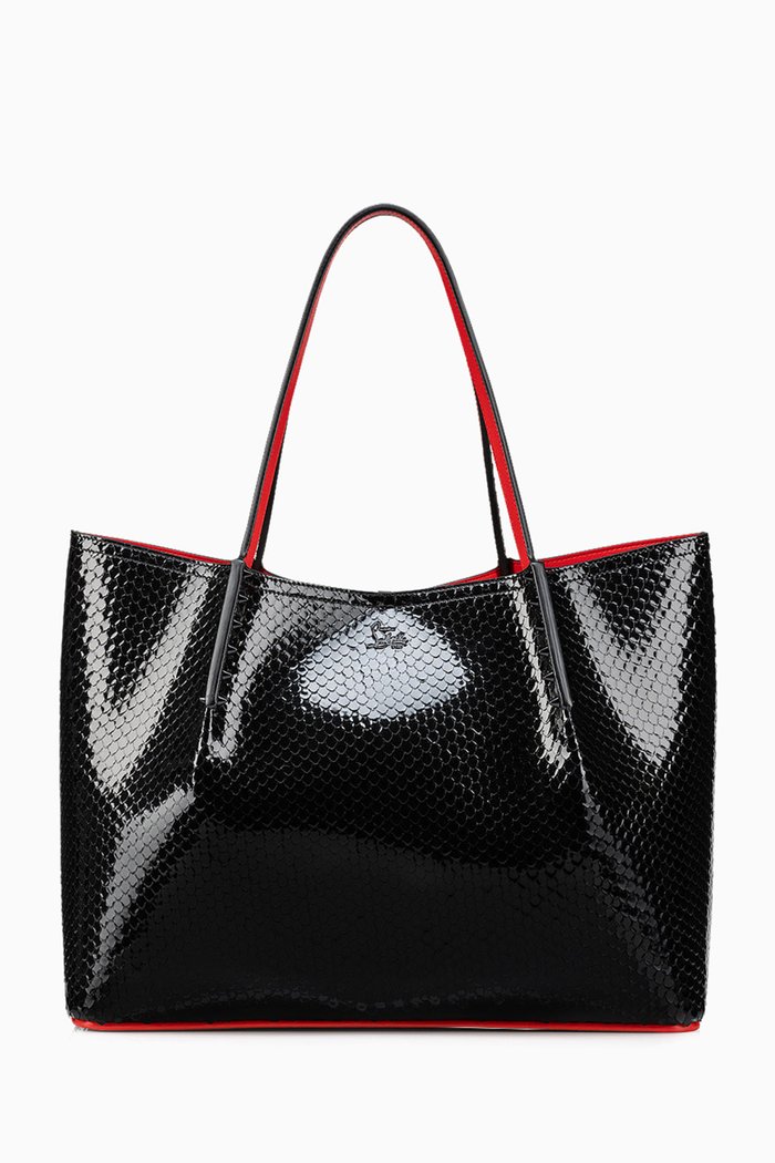 

Cabarock Embossed Tote Bag in Patent Leather, Black