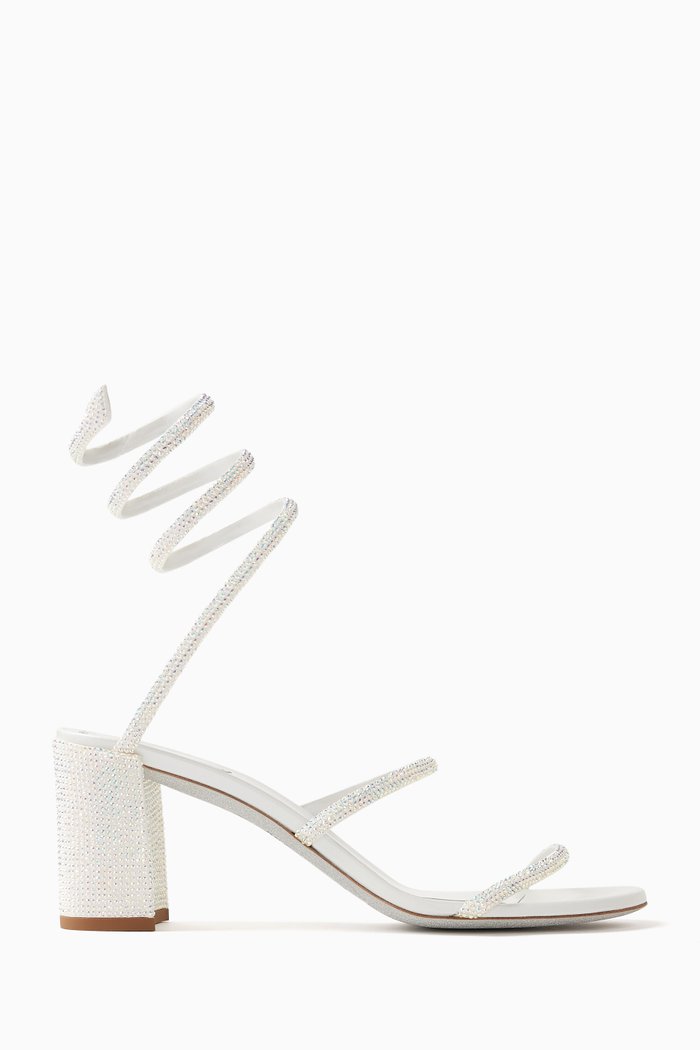 Cleo 65 Sandals in Satin, White