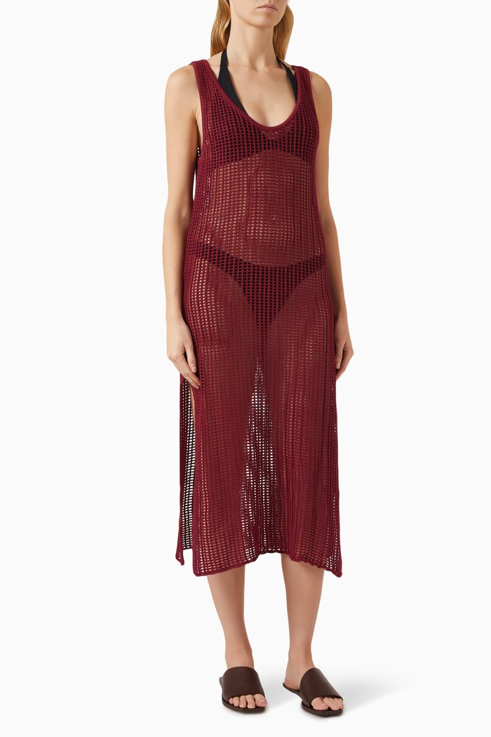 Beth Dress in Crochet-knit, Red