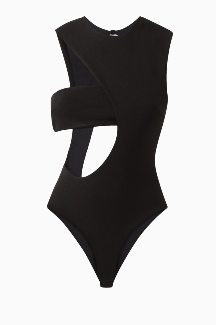 

80's One-piece Swimsuit in Crepe, Black