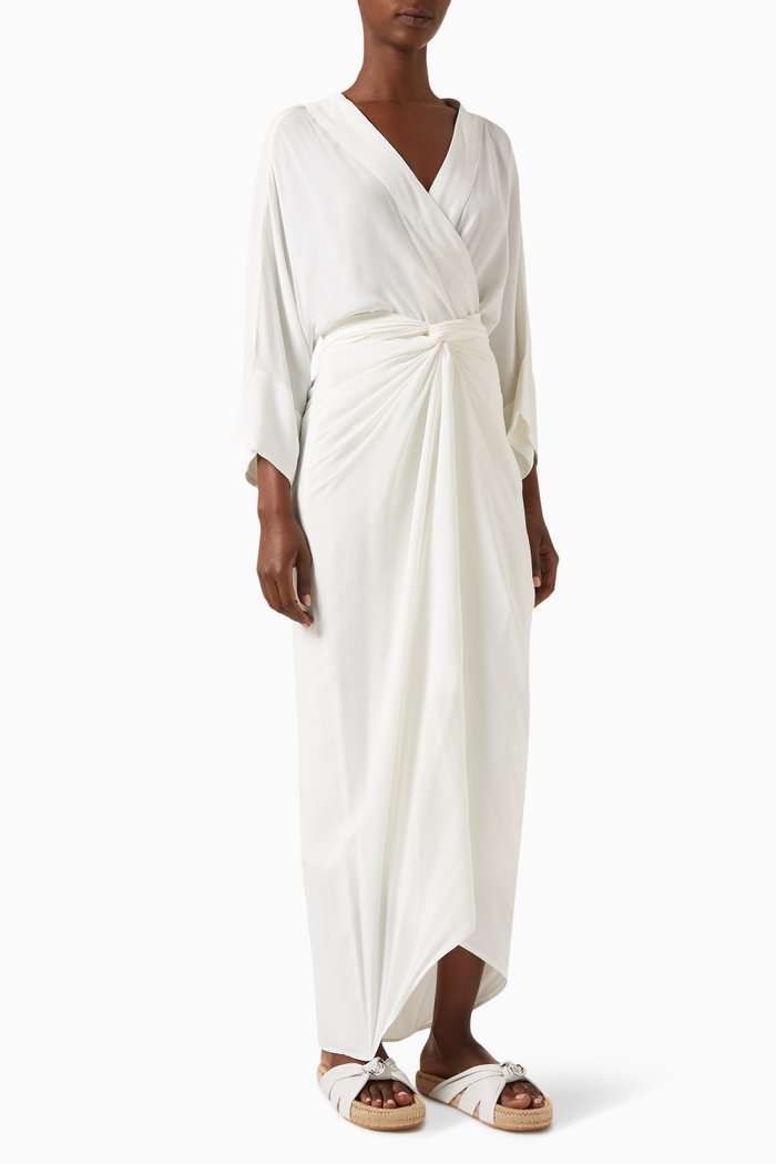 

Knot Maxi Dress in Crepe, Neutral