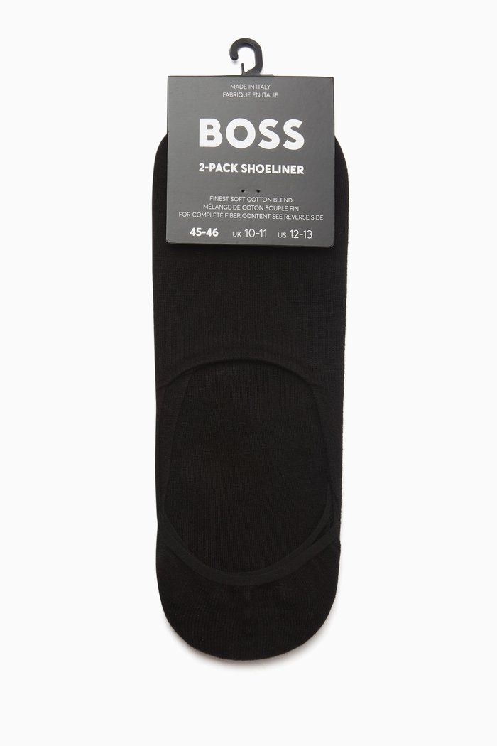 Invisible Socks in Cotton Blend, Set of 2, Black
