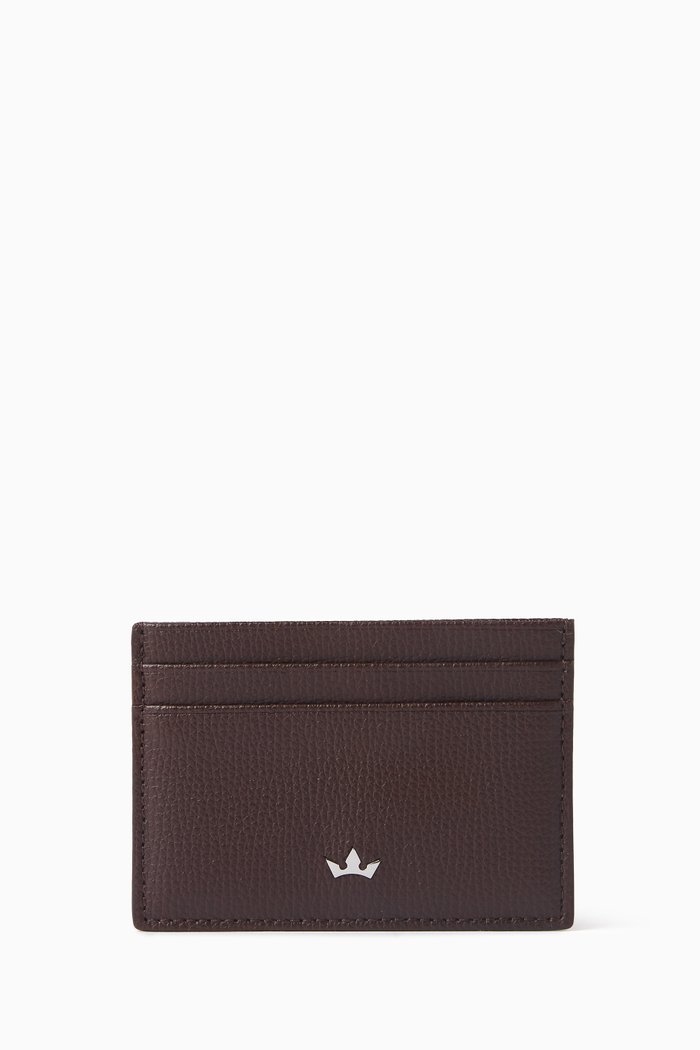 Award Card Holder 4cc in Italian Leather, Brown