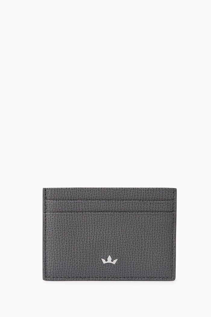 Award Card Holder 4cc in Italian Leather, Grey