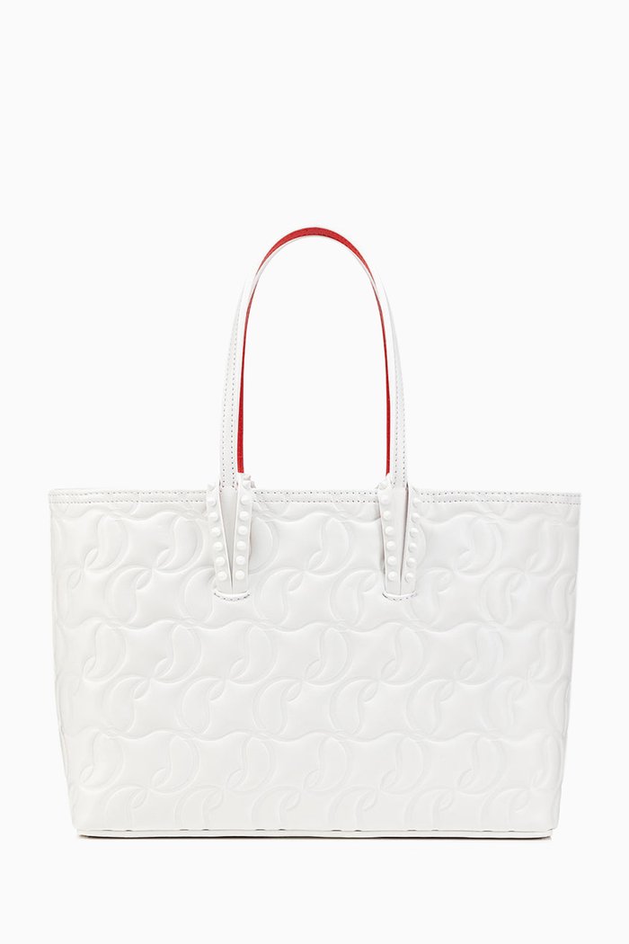 

Small Cabata Tote Bag in Embossed CL Nappa Leather, White