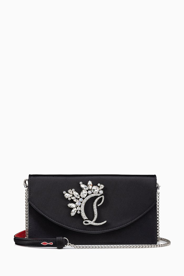 

Loubi54 Clutch Bag in Satin, Black