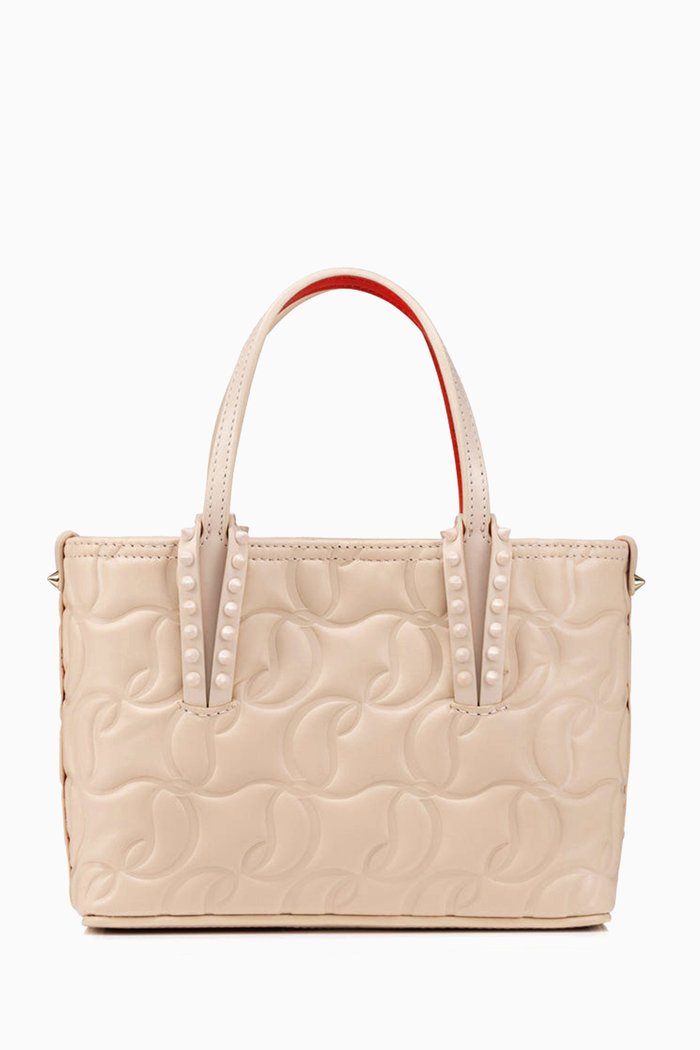 

Small Cabata Tote Bag in Embossed CL Nappa Leather, Neutral