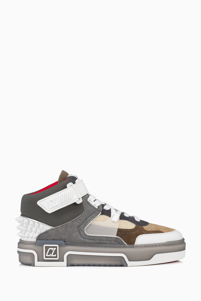 

Astroloubi Mid-top Sneakers in Leather & Suede, Neutral