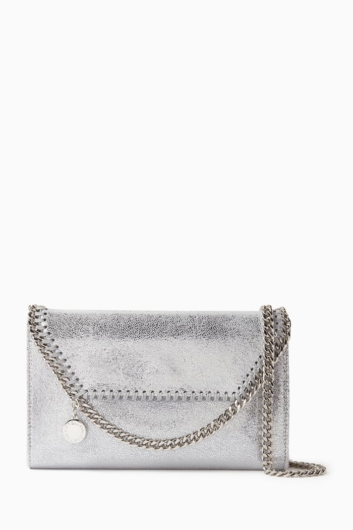 

Mini Falabella Crossbody Bag in Metallic Shaggy Deer, Silver